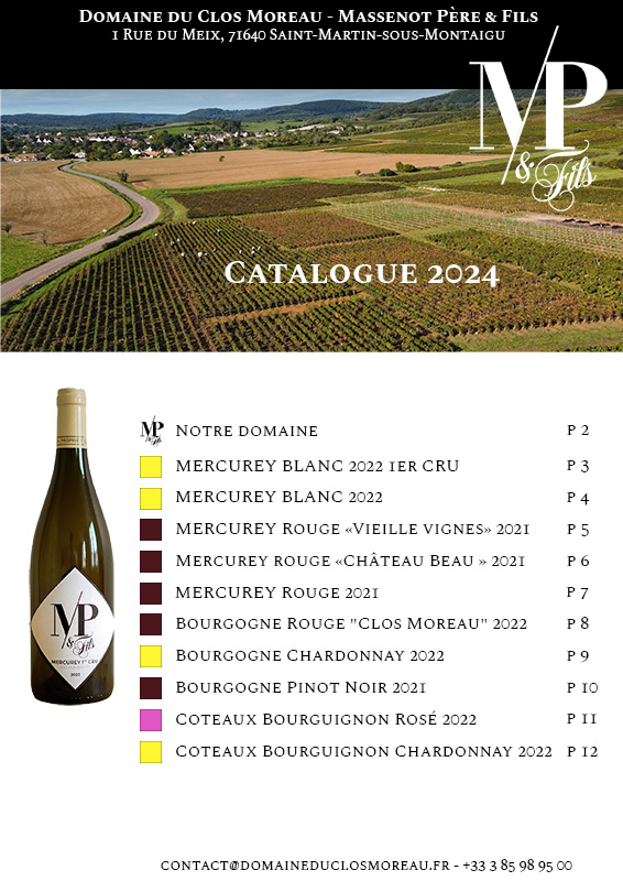 Catalogue des vins du domaine Massenot