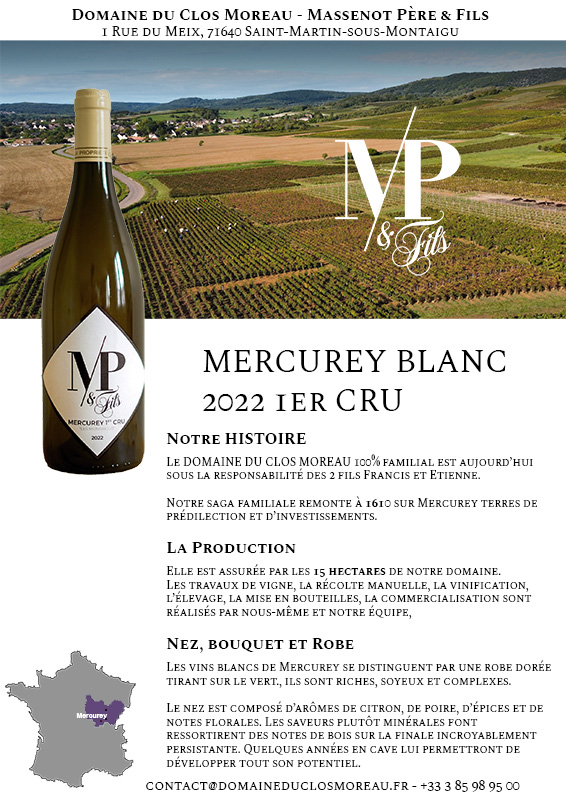 Fiche technique vin Mercurey 1er Cru Domaine Massenot